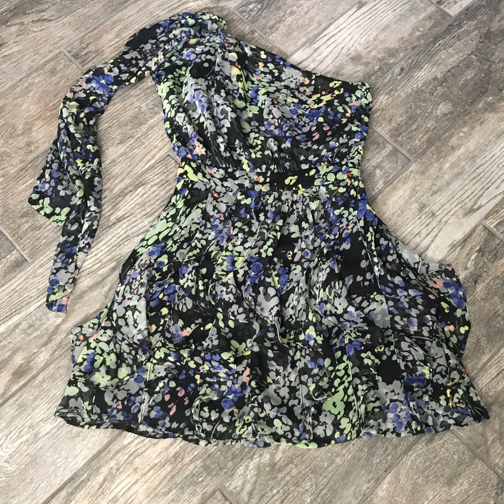 One shoulder floral dress